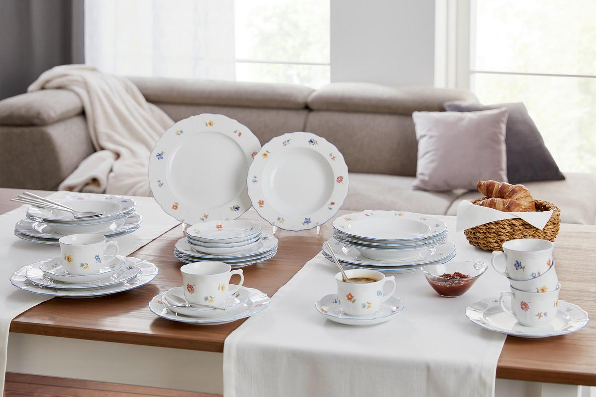 Tafelservice Sonate Porzellan Für 6 Personen, Geschirr Set - Multicolor/Weiß, ROMANTIK / LANDHAUS, Keramik (26/26/15cm) - Seltmann Weiden