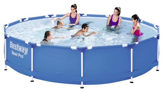 Runder Pool in Blau mit Stahlrahmen Runder Pool in Blau mit Stahlrahmen
