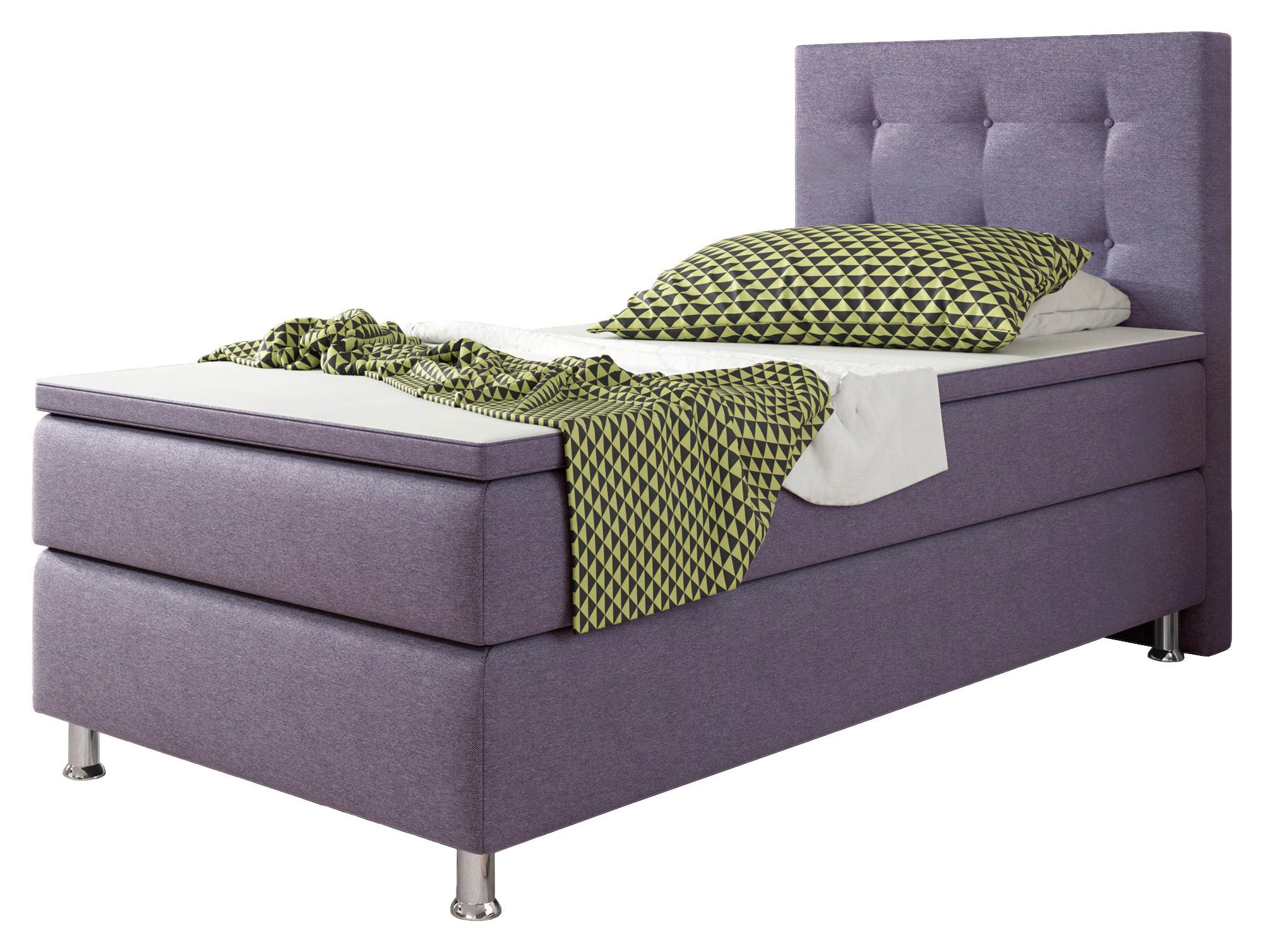 Boxspringbett Mit Topper 90x200 Cm Köln-F - Lila/Silberfarben, KONVENTIONELL, Textil (90/115/210cm) - MID.YOU
