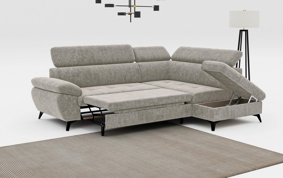 Ecksofa mit Bettkasten Hudson 265x207 cm Schlammfarben - Schlammfarben/Schwarz, Textil (265/207cm) - MID.YOU