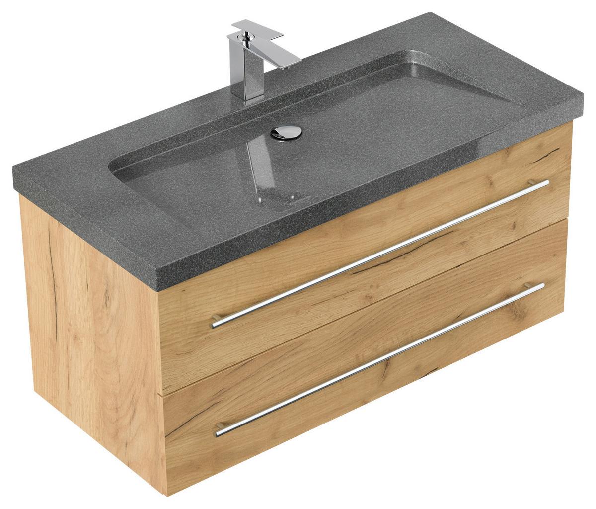 WASCHTISCHKOMBI Yamo, Eichefarben B: 100 cm - Eichefarben, Basics, Holzwerkstoff/Stein (100cm) - MID.YOU