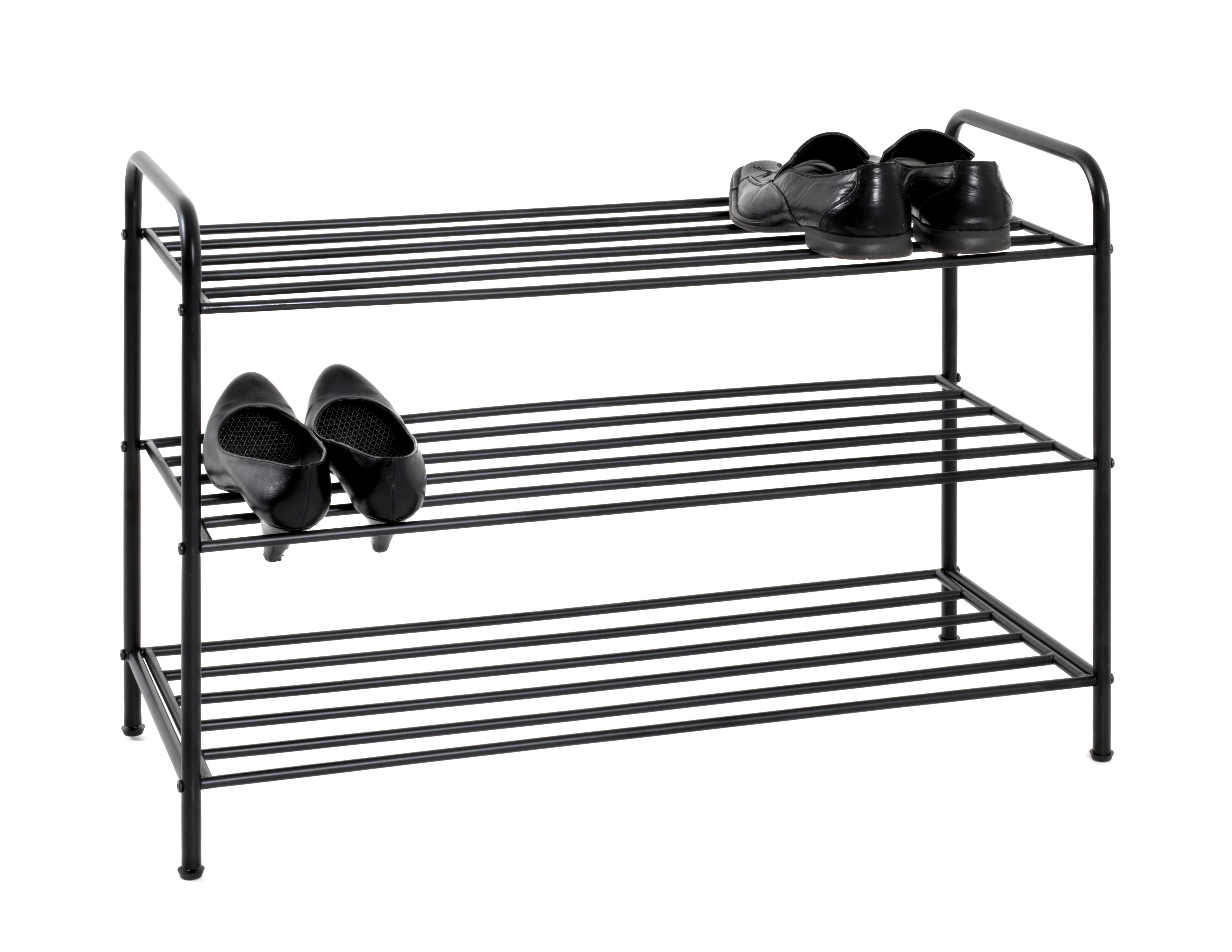 Schuhregal 3 Ablagen Für 12 Paare, Schwarz - Schwarz, Basics, Metall (83/58/35cm)