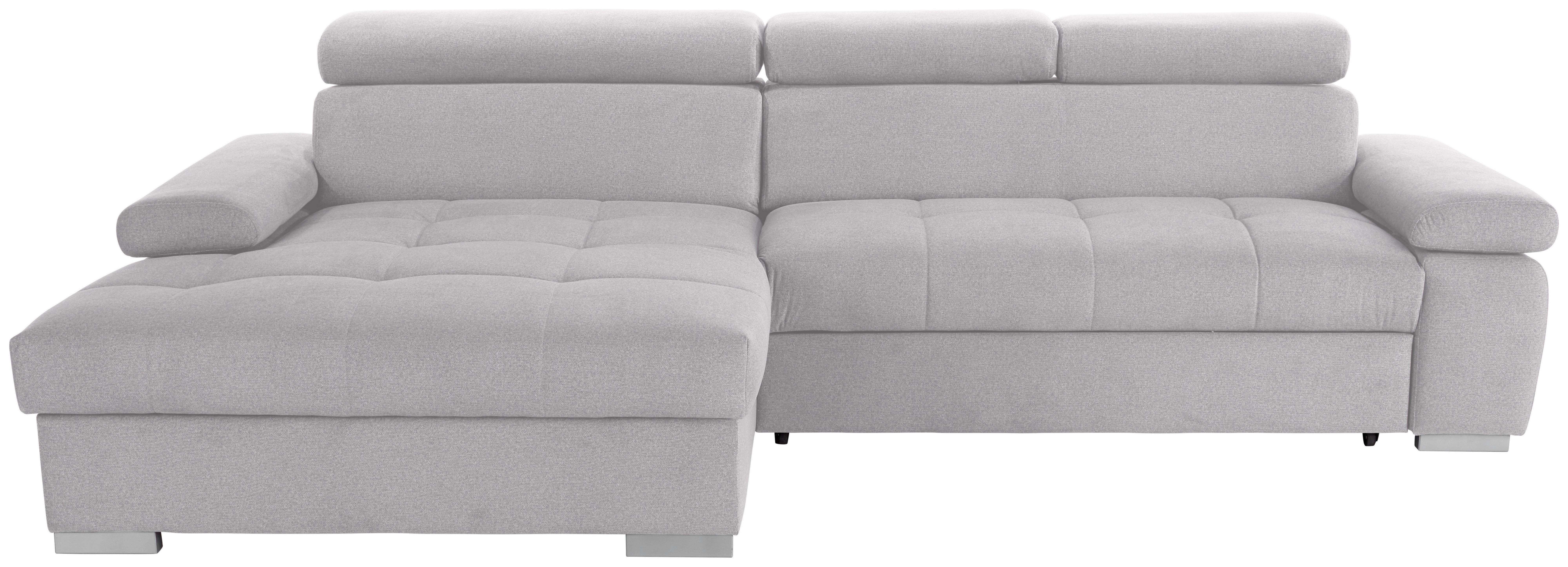 Ecksofa mit Bettkasten Perry Silberfarben 292x183 cm - Silberfarben, Design, Textil (183/292cm) - Livetastic