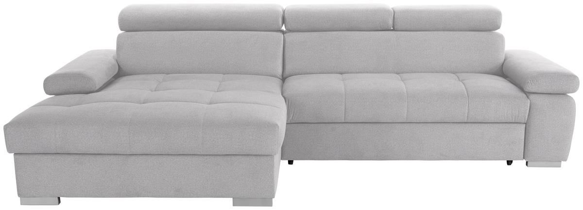 Ecksofa Mit Bettkasten Perry Silberfarben 292x183 Cm - Silberfarben, Design, Textil (183/292cm) - Livetastic