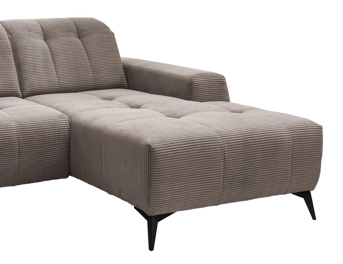 Ecksofa mit USB Anschluss Sano, Graubraun, S: 258x180 cm - Graubraun/Schwarz, MODERN, Textil (258/180cm) - Livetastic