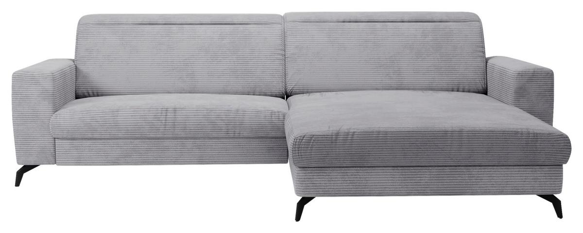 Ecksofa Bolero hellgrau m. Kopfteilverstellung 290x178 cm - Hellgrau/Schwarz, KONVENTIONELL, Textil (290/178cm) - Sit & More