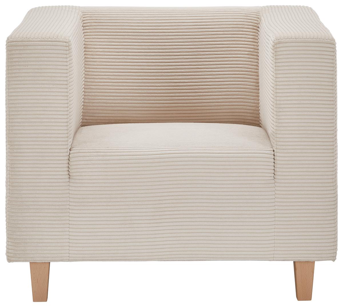 Křeslo SAM, krémový manšestr - barvy dubu/béžová, Moderní, dřevo/textil (98/79/84cm) - Mömax