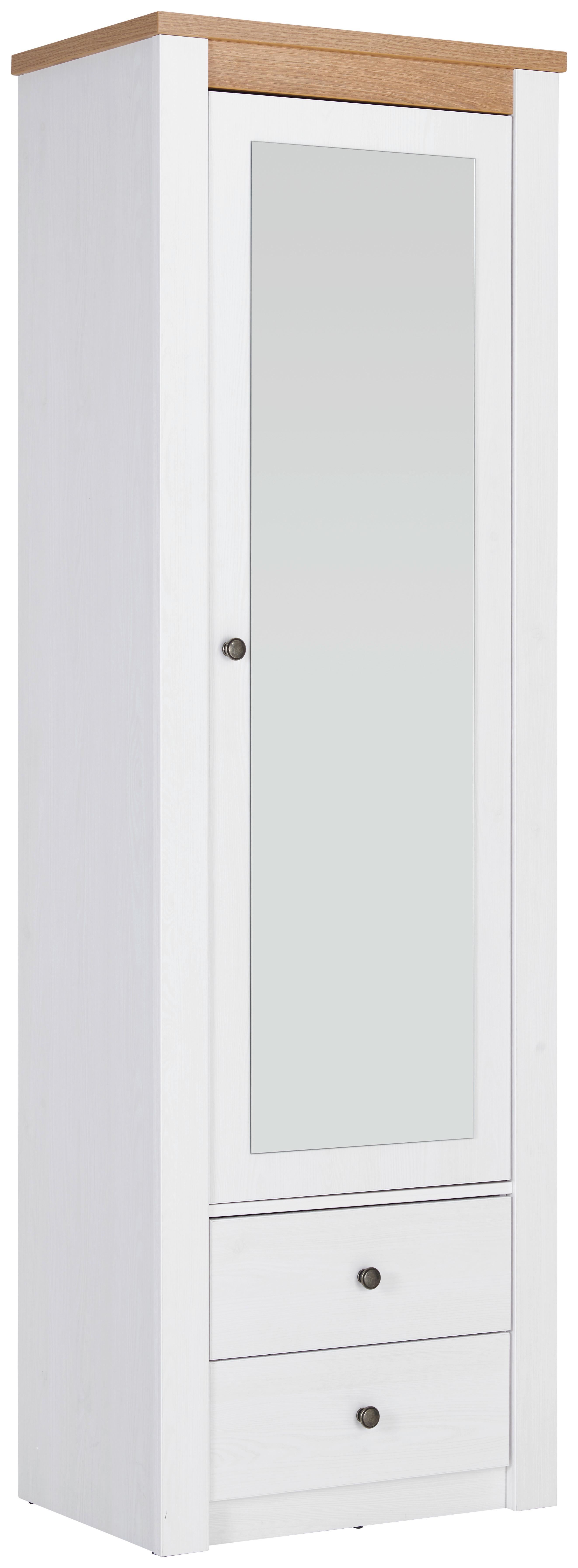 Garderobenschrank Rovigio Weiß, Eiche Dekor B: 62 cm - Eichefarben/Lärchefarben, Basics, Glas/Holzwerkstoff (62,2/196,5/42,5cm) - Landscape