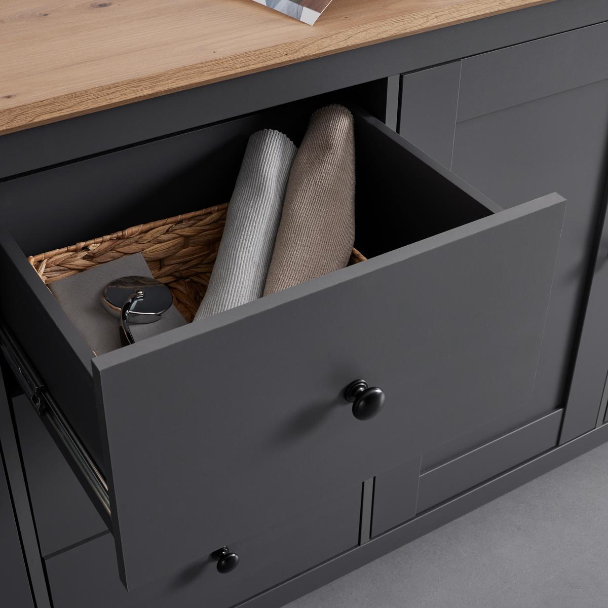 Trendová komoda Claudio š: 199cm - čierna/dub artisan, Modern, drevo/plast (199/96/44cm) - Bessagi Home