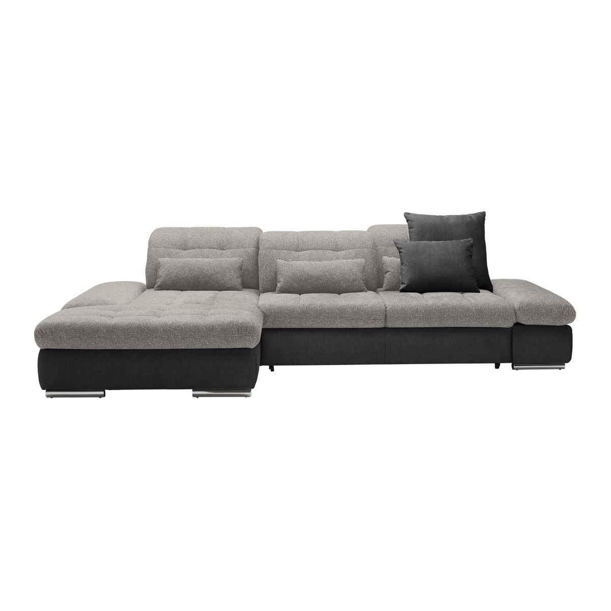 Rohová sedačka SANFINO, ľavá, tmavosivá / strieborná - chrómová/strieborná, Konventionell, kov/drevo (199/79-96/305cm) - Premium Living