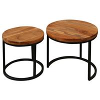 Satztisch Selma B: 40-50cm Akaziefarben - Schwarz/Akaziefarben, MODERN, Holz/Metall - MID.YOU