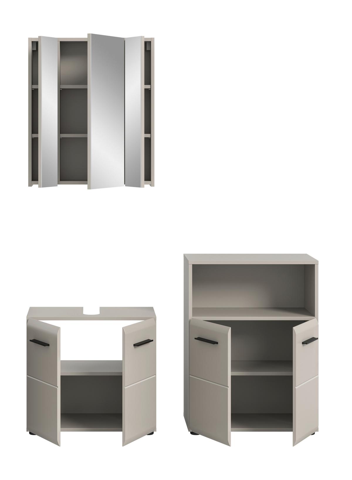 Badezimmer Ice Kaschmir B: 120cm - Kaschmir/Schwarz, Trend, Glas/Holzwerkstoff (120cm) - MID.YOU