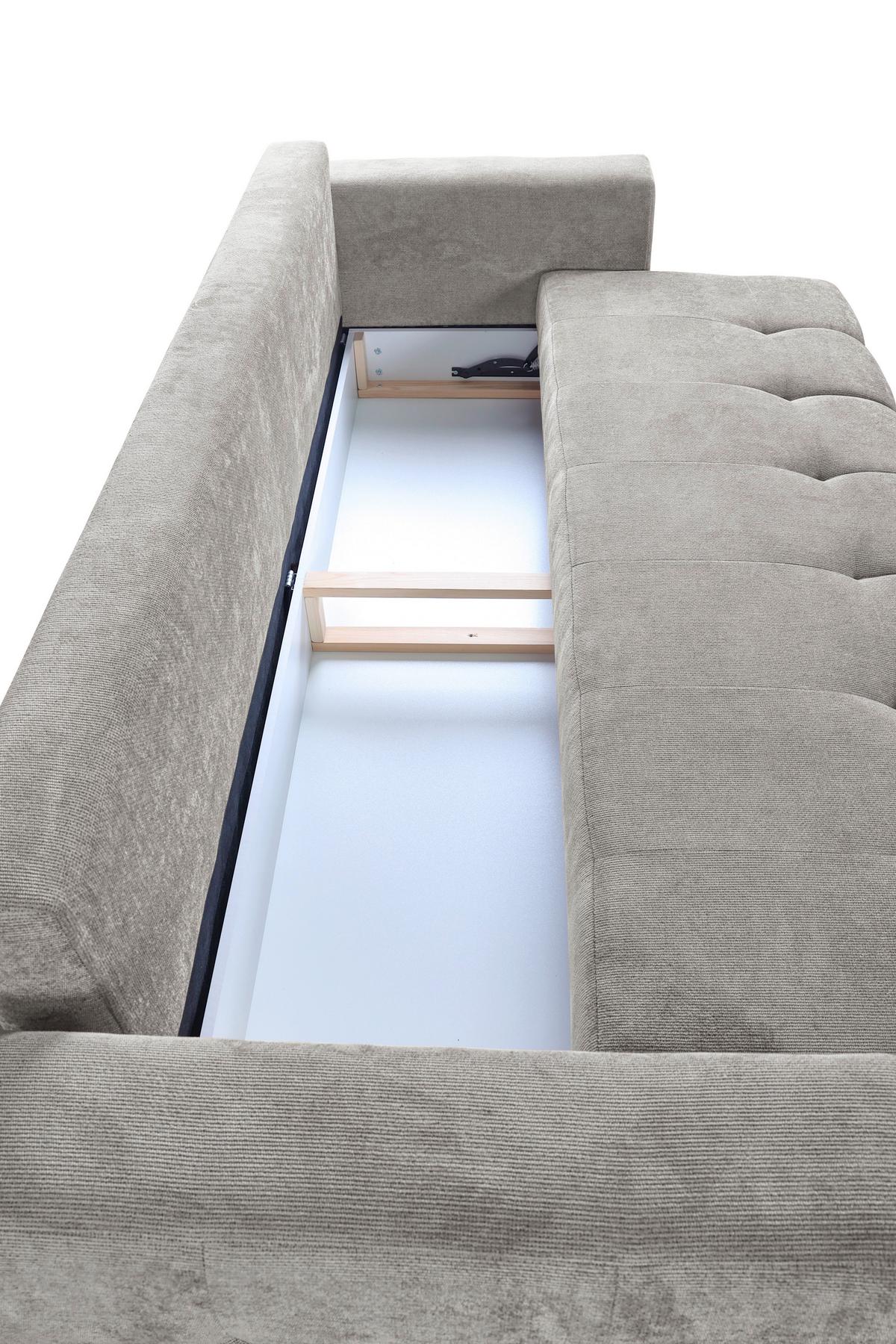 Schlafsofa Weronika, Grau B: 247 Cm - Schwarz/Grau, Design, Holz/Holzwerkstoff (247/94/90cm) - MID.YOU