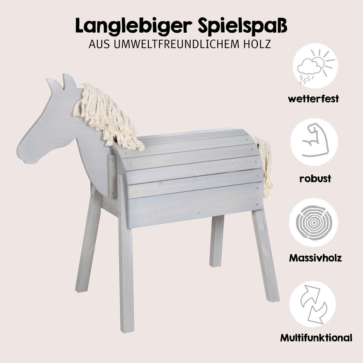 Holzpferd hellgrau, in/Outdoor wetterfest, umweltfreundlich - Hellgrau, Basics, Holz (48/96/110cm) - Roba