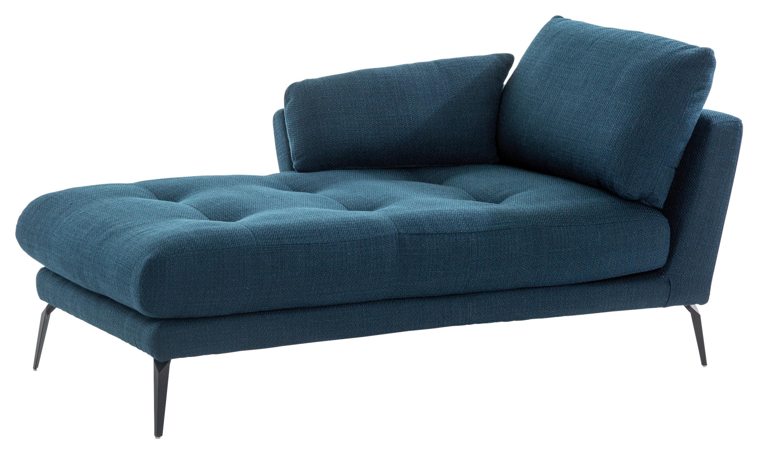Recamiere Softy L: 168 cm Textil Blau, Ausführung Links - Blau/Schwarz, MODERN, Textil (106/81/168cm) - W.Schillig