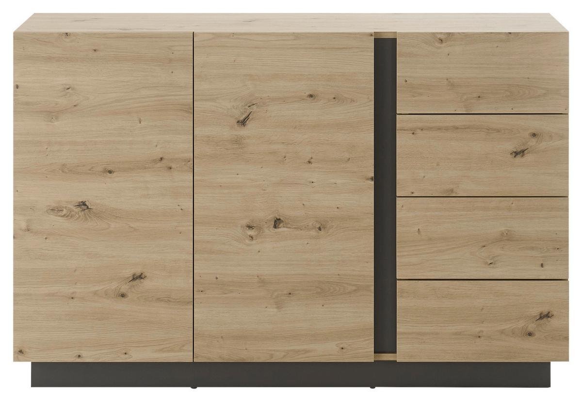 Sideboard Clair Grau/Eiche Dekor B:138cm - Eiche Artisan/Grau, Design, Holzwerkstoff (138/91/40cm) - MID.YOU