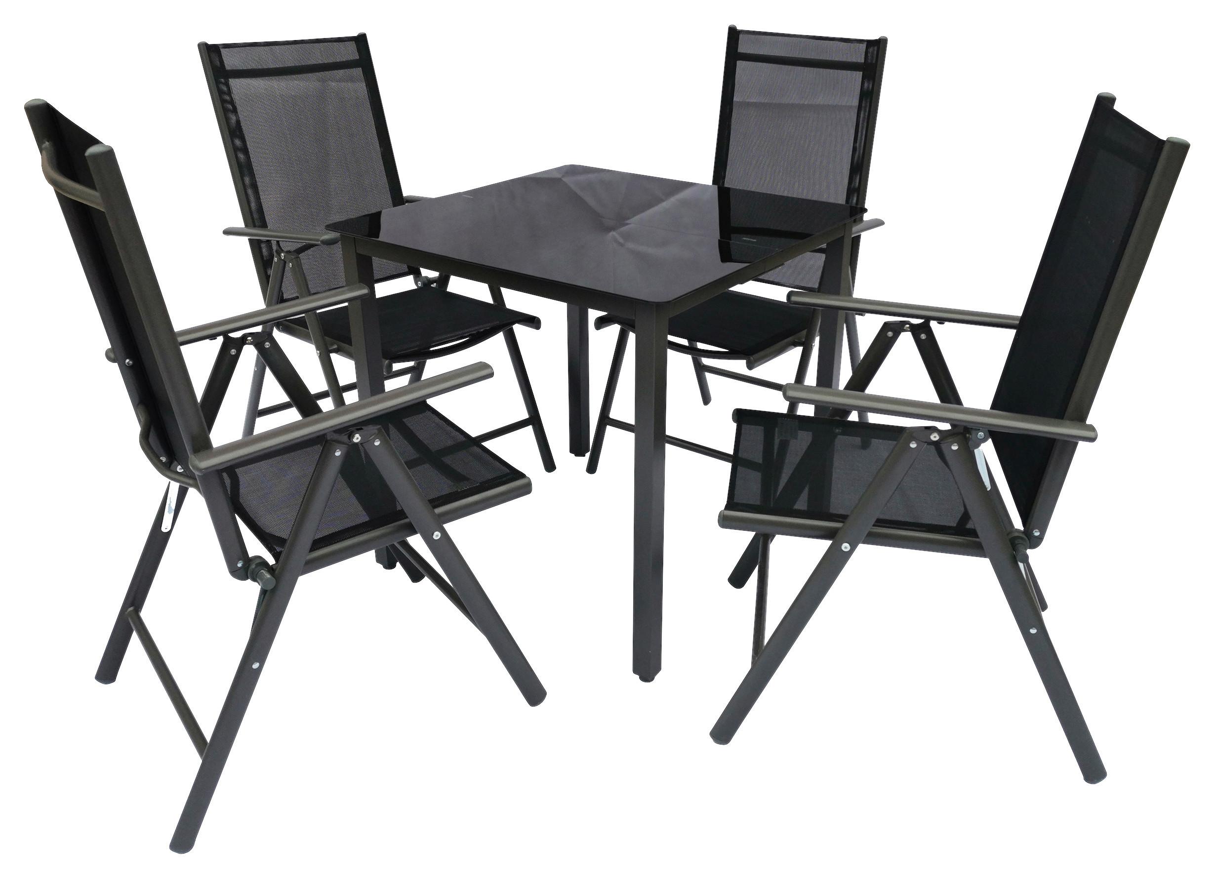 Gartengarnitur 5 -Teilig. Metall/Schwarz - Schwarz, Basics, Metall (80/73/80cm) - MID.YOU