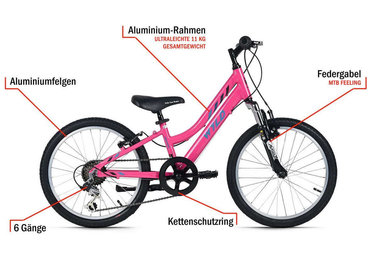 Kinderfahrrad 20'' Pink - Pink, Basics, Metall (25/140/60cm)