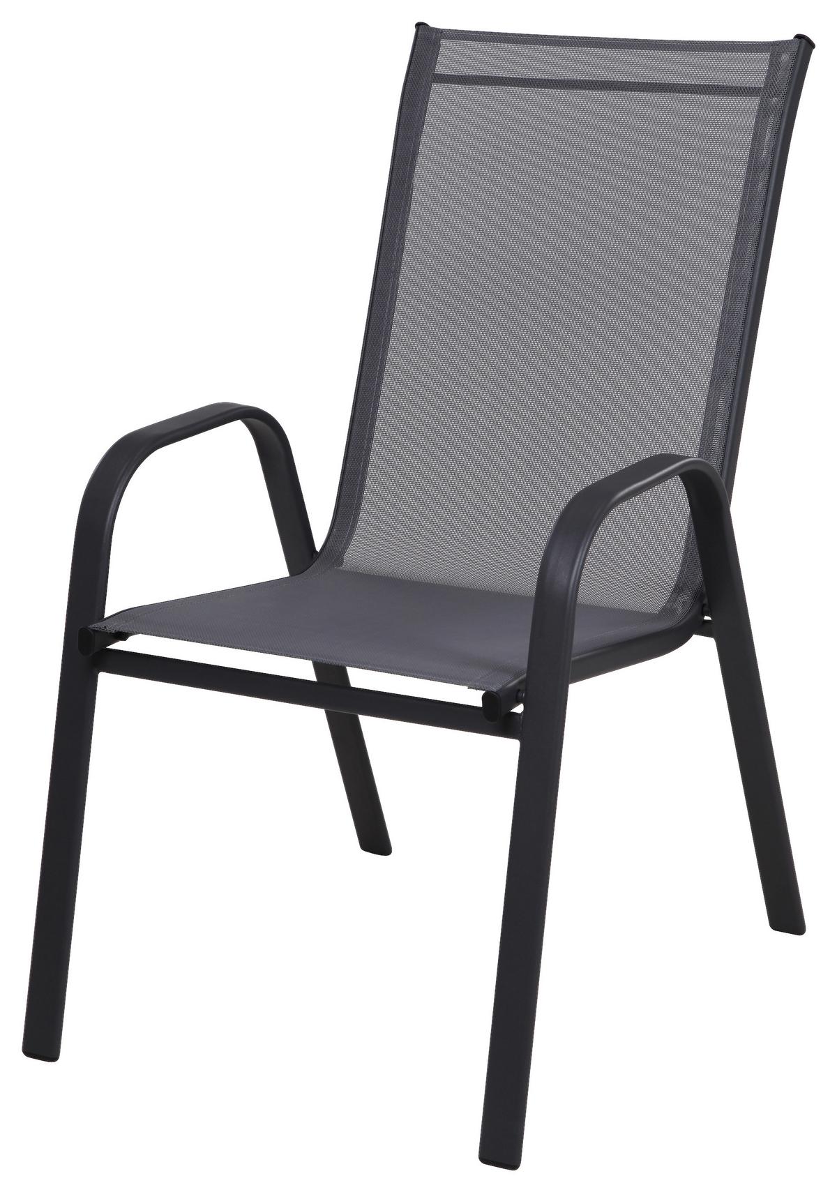 Gartensessel Stapelbar Alexis Stahl/Textilene - Anthrazit, MODERN, Textil/Metall (54/92/73cm) - Ondega