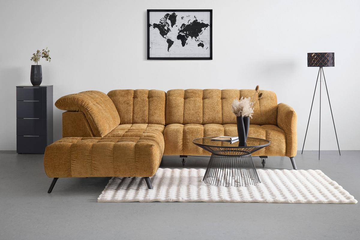 Rohová sedačka NEW YORK, levá, bronzová tkanina NILE - černá/bronzová, Moderní, kov/kompozitní dřevo (288/87-104/261cm) - Premium Living