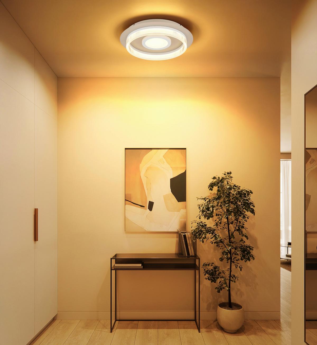 LED-Deckenleuchte 3000k, 1240lm - Sandfarben/Transparent, Design, Kunststoff/Metall (40/8,5cm) - Globo