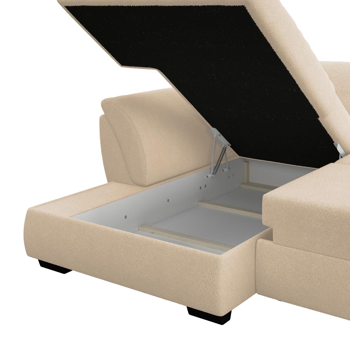 Rohová sedačka BERISSO, levá, béžová - černá/béžová, Konvenční, textil/plast (187/278cm) - Ondega