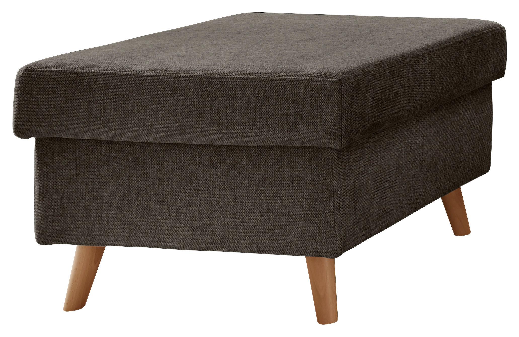Hocker Valentina Buche Braun Sitz gepolstert H: 43 cm - Naturfarben/Braun, KONVENTIONELL, Textil (61/43/61cm) - P & B