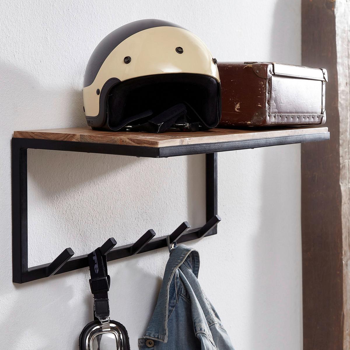 Wandgarderobe Akazie Massiv, B: 70cm - Akaziefarben, MODERN, Holz/Metall (70/27/30cm) - MID.YOU