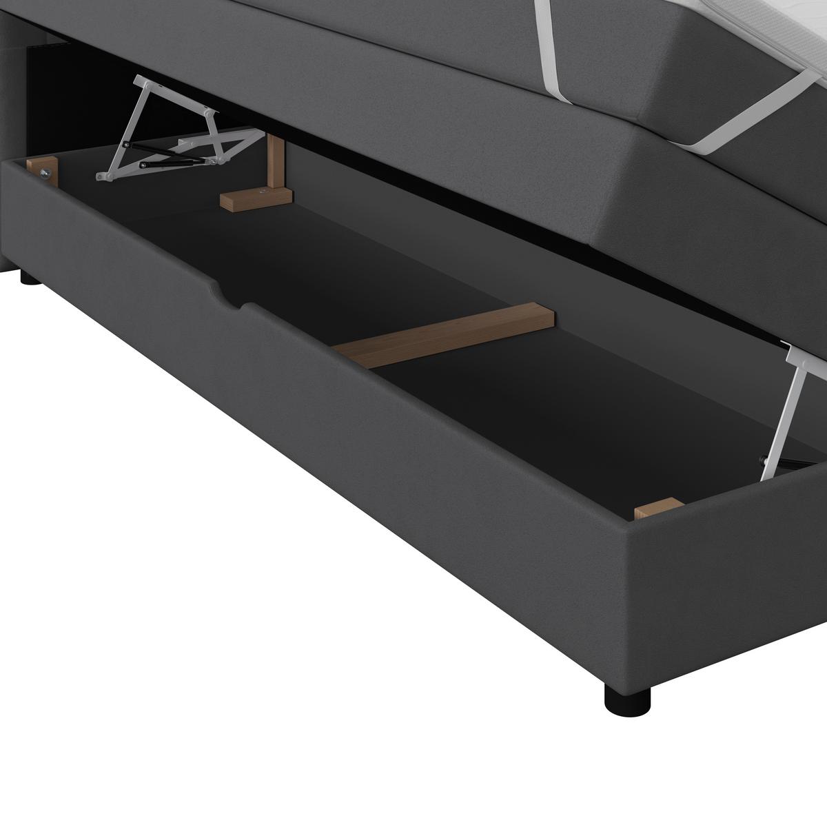 Boxspringbett Elio Graphitfarben 140x200 Cm H4 - Schwarz/Graphitfarben, ROMANTIK / LANDHAUS, Textil (144/121/212cm) - James Wood