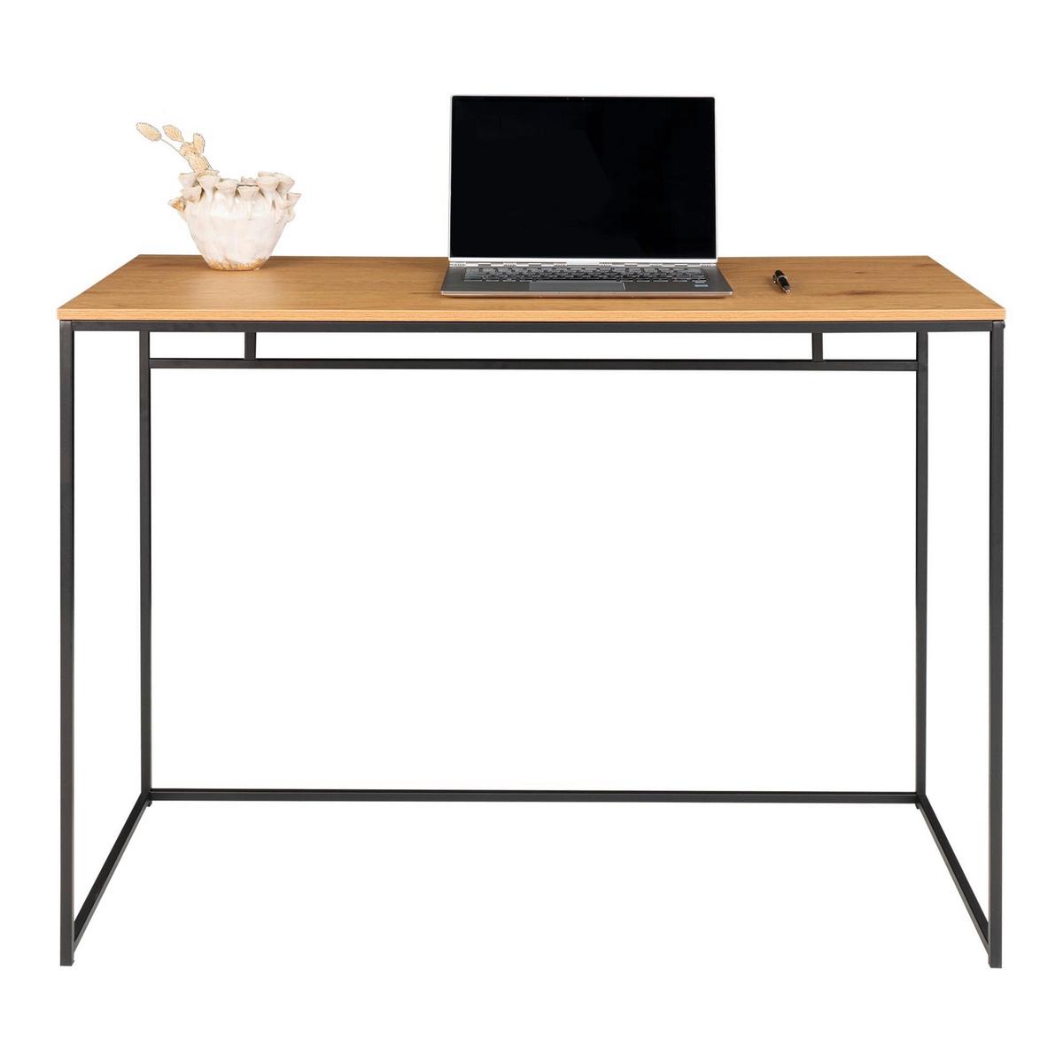 Schreibtisch Vita Schwarz Eiche Dekor B: 100 cm - Eichefarben/Schwarz, MODERN, Holzwerkstoff/Metall (100/75/45cm) - MID.YOU