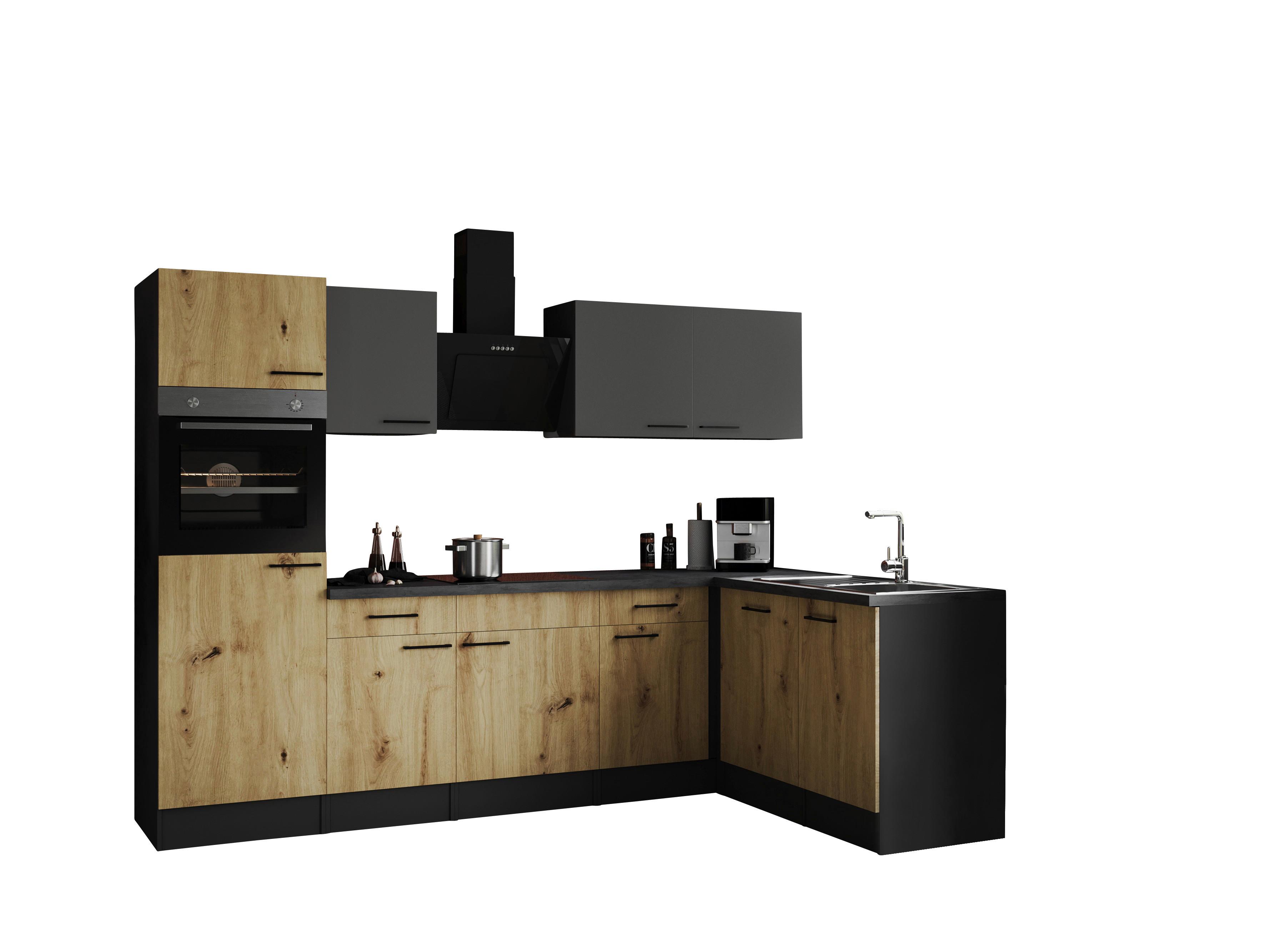Eckküche Oliver Grau, Aritsan Dekor S: 280x172 Cm - Eiche Artisan/Grau, Design, Holzwerkstoff (280/172cm) - Respekta