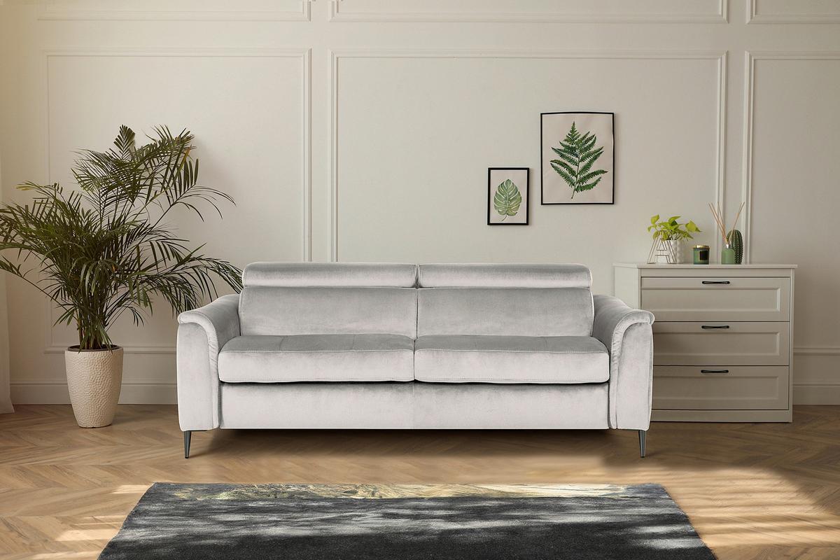 Schlafsofa Pafos Hellgrau B: 203 cm - Chromfarben/Hellgrau, Design, Textil (203/77-98/103cm) - MID.YOU