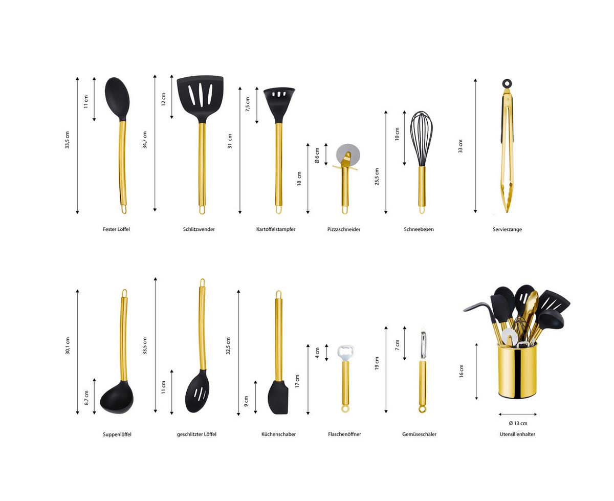 SADA KUCHYNSKÉHO NÁRADIA EW-KS-1202G - čierna/zlatá, Basics, plast (13cm) - Echtwerk
