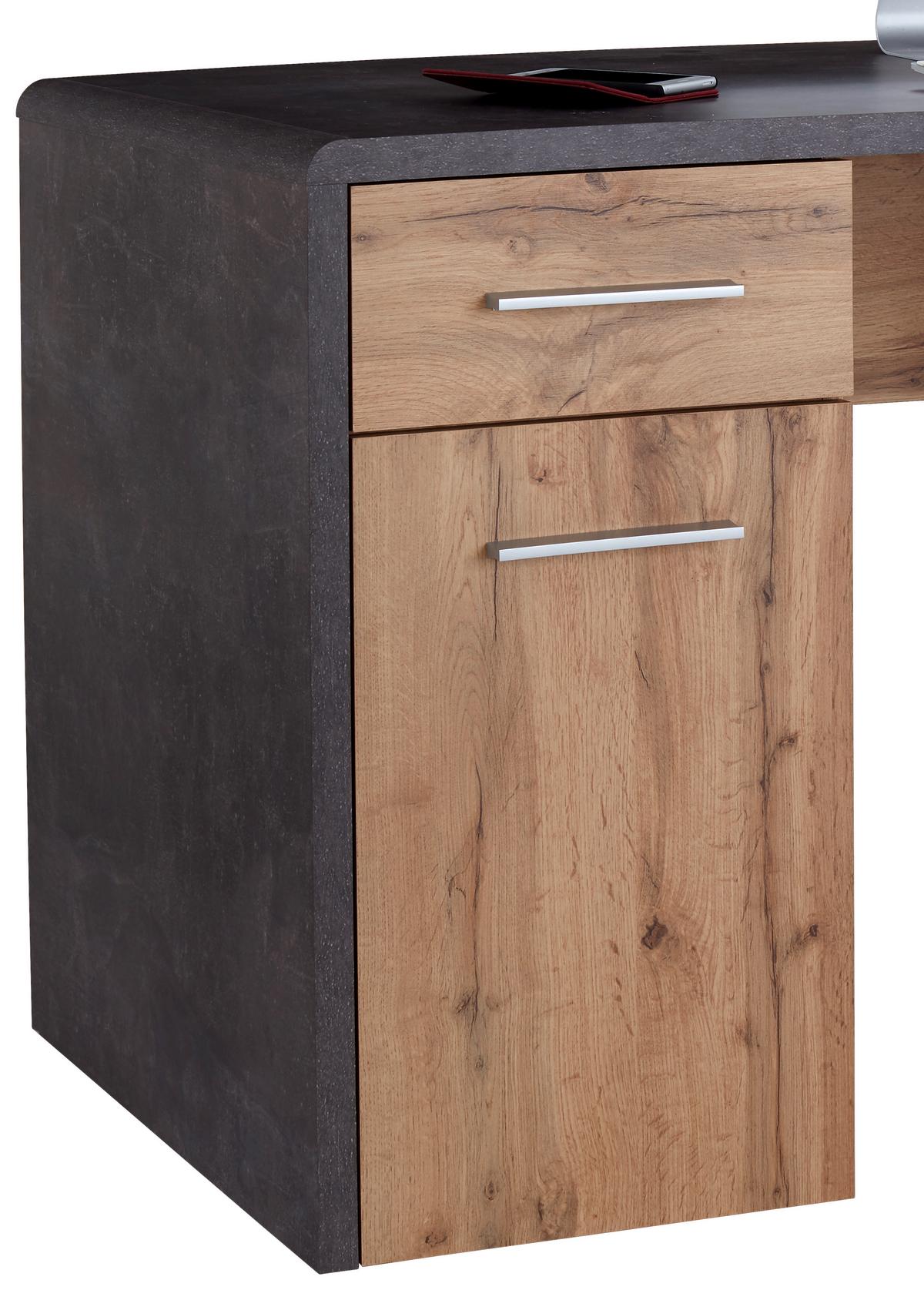 Schreibtisch mit Stauraum B 120cm H 75,5cm Fontana New - Eichefarben/Dunkelgrau, MODERN, Holzwerkstoff (120/75,5/60cm)