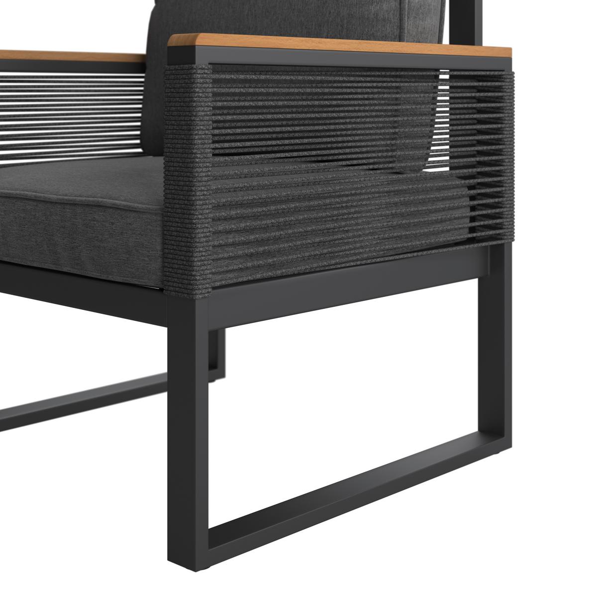 Loungegarnitur Orlando - Dunkelgrau/Naturfarben, MODERN, Glas/Kunststoff (245,5/182cm) - Beldano