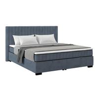Boxbett Maya 180 - Graublau/Schwarz, MODERN, Holz/Holzwerkstoff (180/200cm)