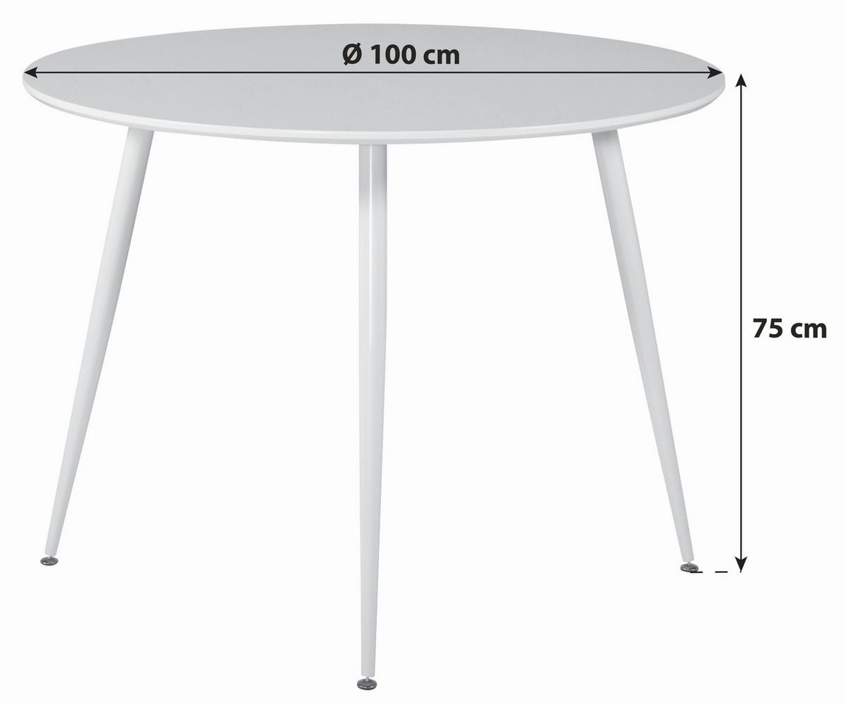 ESSTISCH Plaza Weiß L: 100 cm - Weiß, Design, Holzwerkstoff/Metall (100/100/75cm) - Livetastic