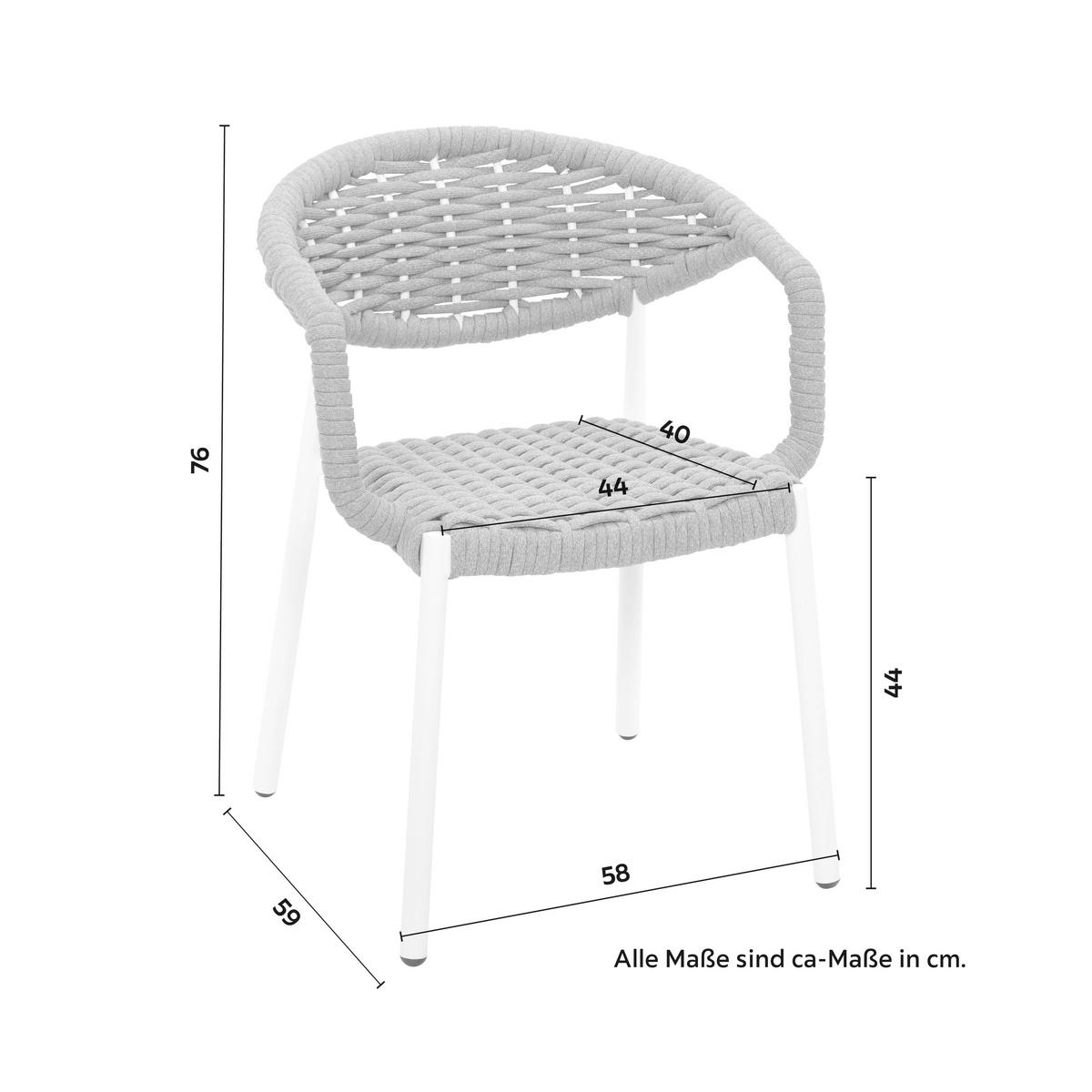 Záhradná stolička ANTONIA sivá - sivá/biela, Modern, kov/textil (58/76/59cm) - Bessagi Garden