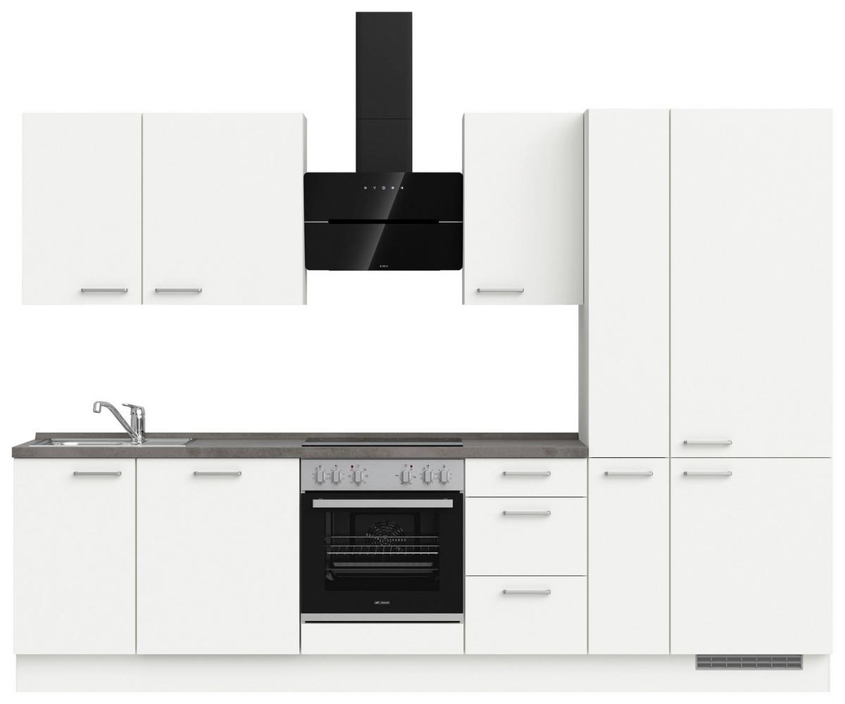 KÜCHENLEERBLOCK TOUCH HIGH - LINE, H7 RECHTS - Weiß/Grau, MODERN, Holzwerkstoff (300cm) - Nobilia