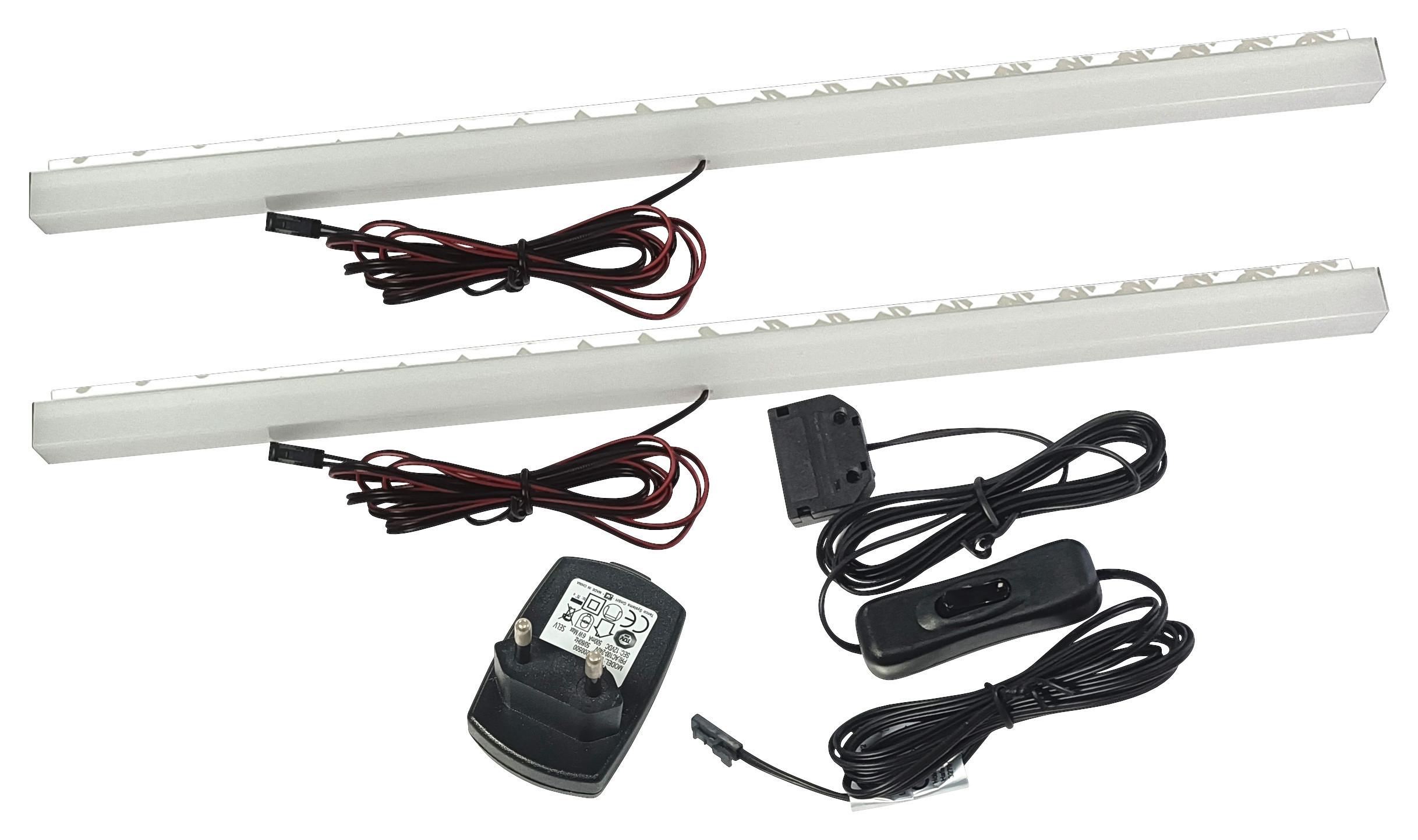 Einlegebodenbeleuchtung2er-Set LED-Leiste 4w Handschalter - Anthrazit, MODERN, Kunststoff/Metall (35/3/3cm)