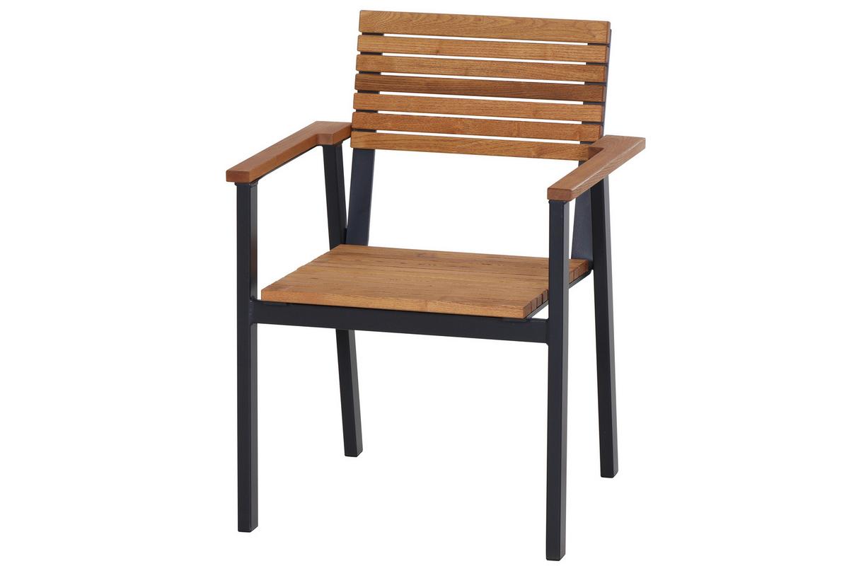 Gartensessel Stapelbar Aluminium, Robinieholz - Anthrazit/Robinienfarben, KONVENTIONELL, Holz/Metall (60/83/58,5cm) - Siena Garden