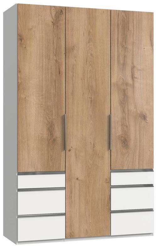 Drehtürenschrank Mit Laden 150cm Level Weiß/eiche Dekor - Eichefarben/Weiß, MODERN, Holzwerkstoff (150/236/58cm) - MID.YOU