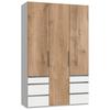 Drehtürenschrank Mit Laden 150cm Level Weiß/eiche Dekor - Eichefarben/Weiß, MODERN, Holzwerkstoff (150/236/58cm) - MID.YOU