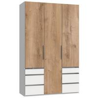 Drehtürenschrank Mit Laden 150cm Level Weiß/eiche Dekor - Eichefarben/Weiß, MODERN, Holzwerkstoff (150/236/58cm) - MID.YOU