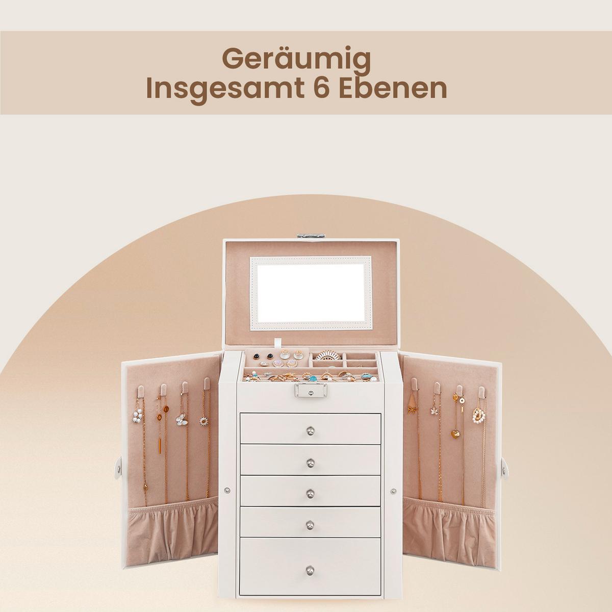 Schmuckkästchen Weiß B: 26 cm - Weiß, LIFESTYLE, Holzwerkstoff (26/32/15,6cm)