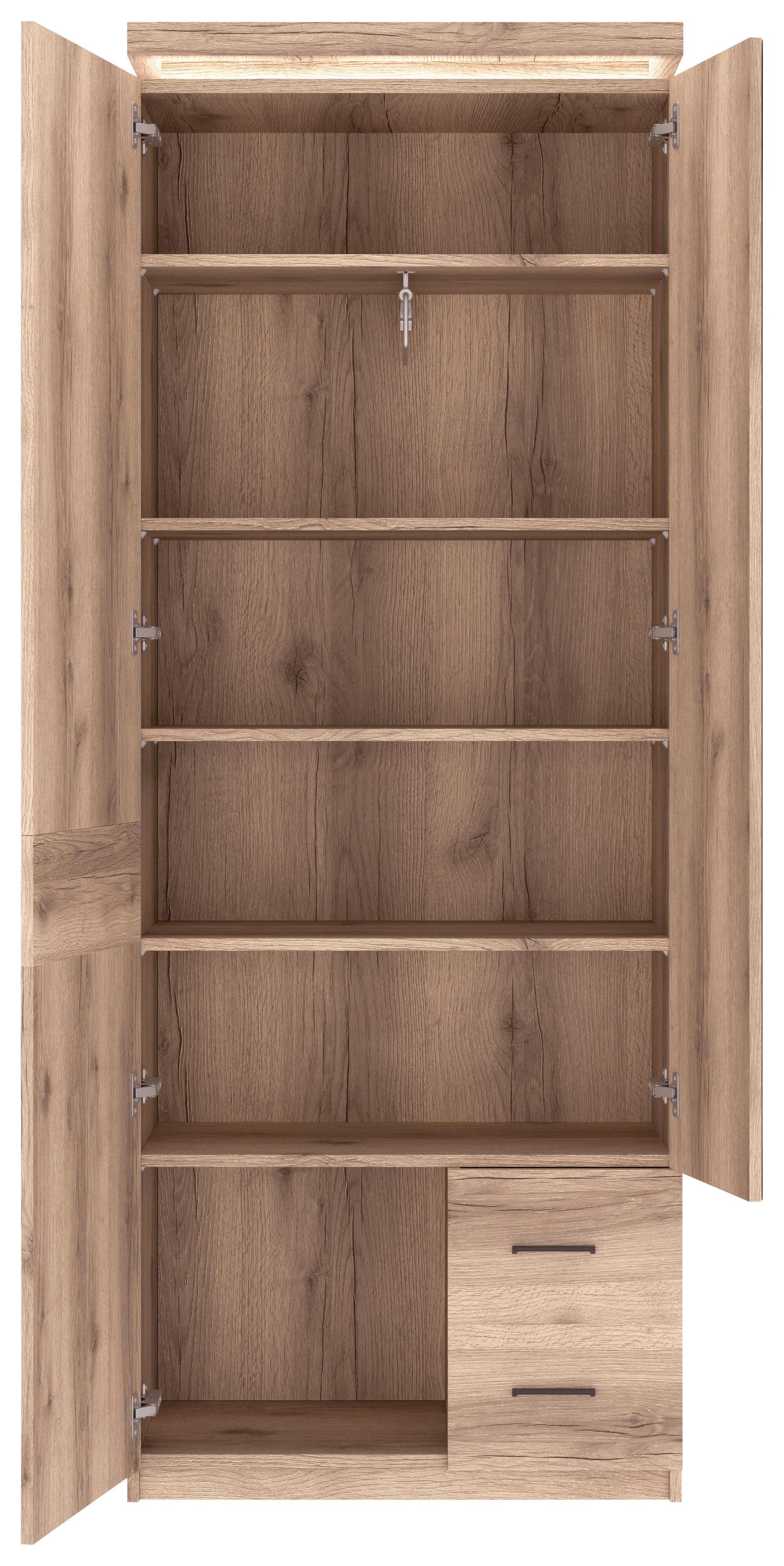 Garderobenschrank Vancouver Eichenfarben Mit Spiegel B:75cm - Eichefarben, MODERN, Glas/Holzwerkstoff (75/198/38cm)