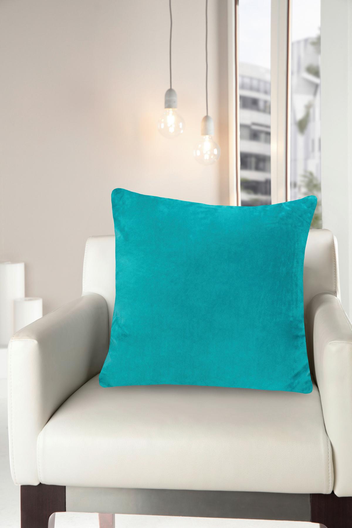 Kissenhülle Uta - Türkis/Taupe, KONVENTIONELL, Textil (40/40cm) - Ondega