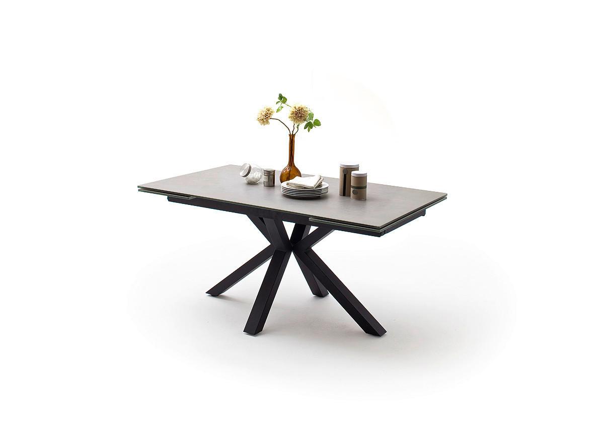 Ausziehtisch Nagano 160 160-240x76x90 cm Hellgrau - Hellgrau/Schwarz, Trend, Keramik/Metall (160-240/76/90cm)