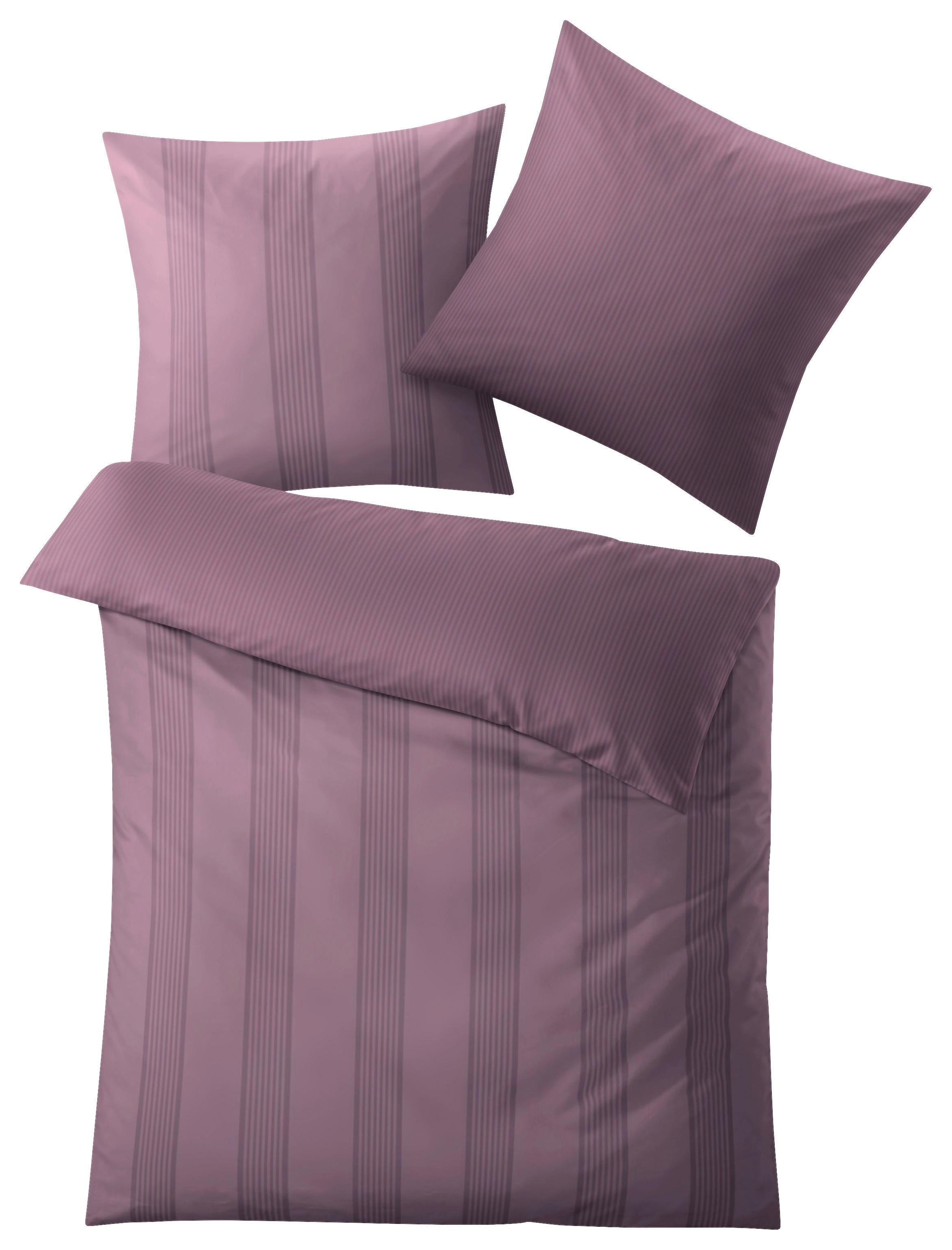 Makosatin Wendebettwäsche 140x200 cm Lina Aubergine - Aubergine, KONVENTIONELL, Textil (140/200cm) - Kleine Wolke