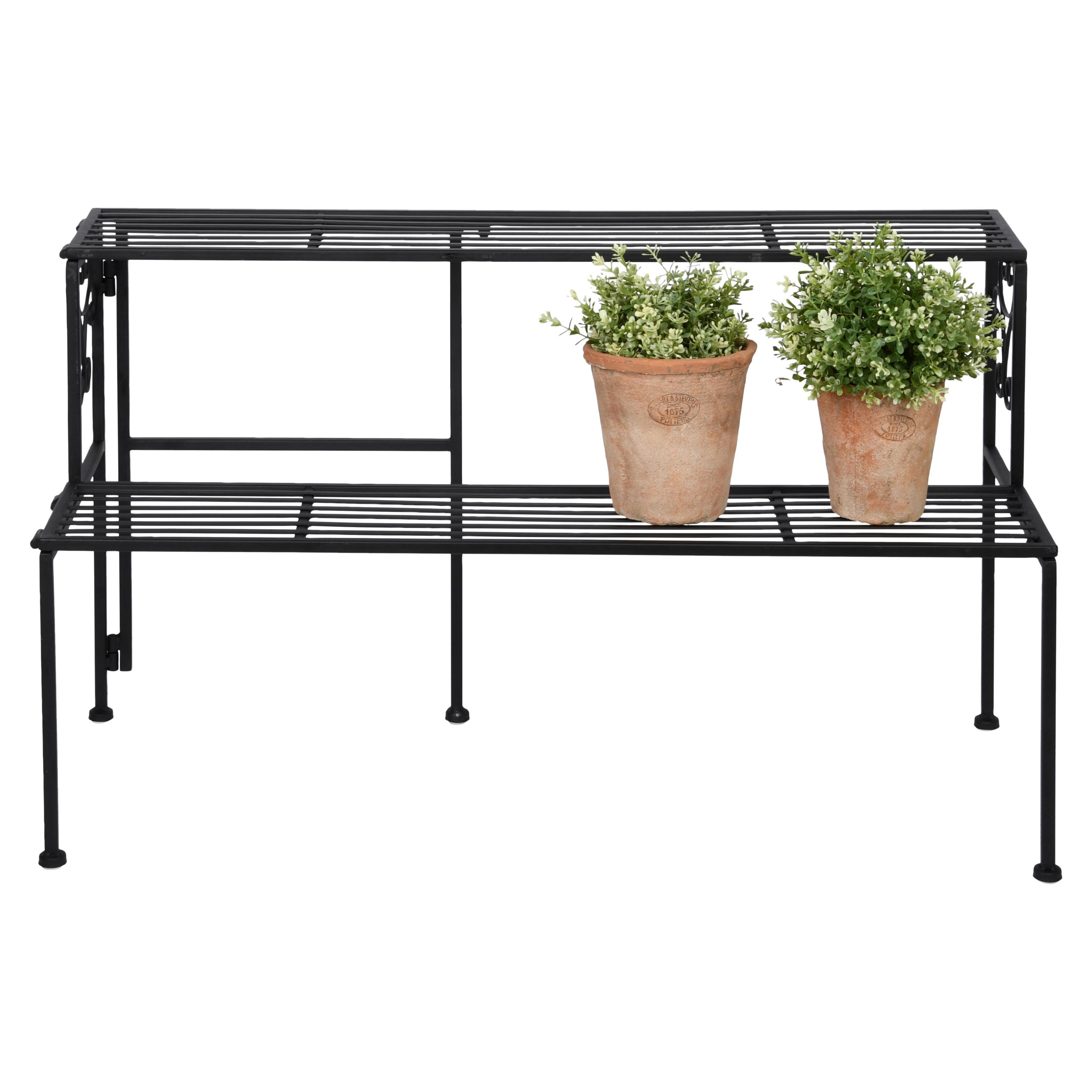 Blumentisch Bph102 - Schwarz, Basics, Metall (80/35/48cm)